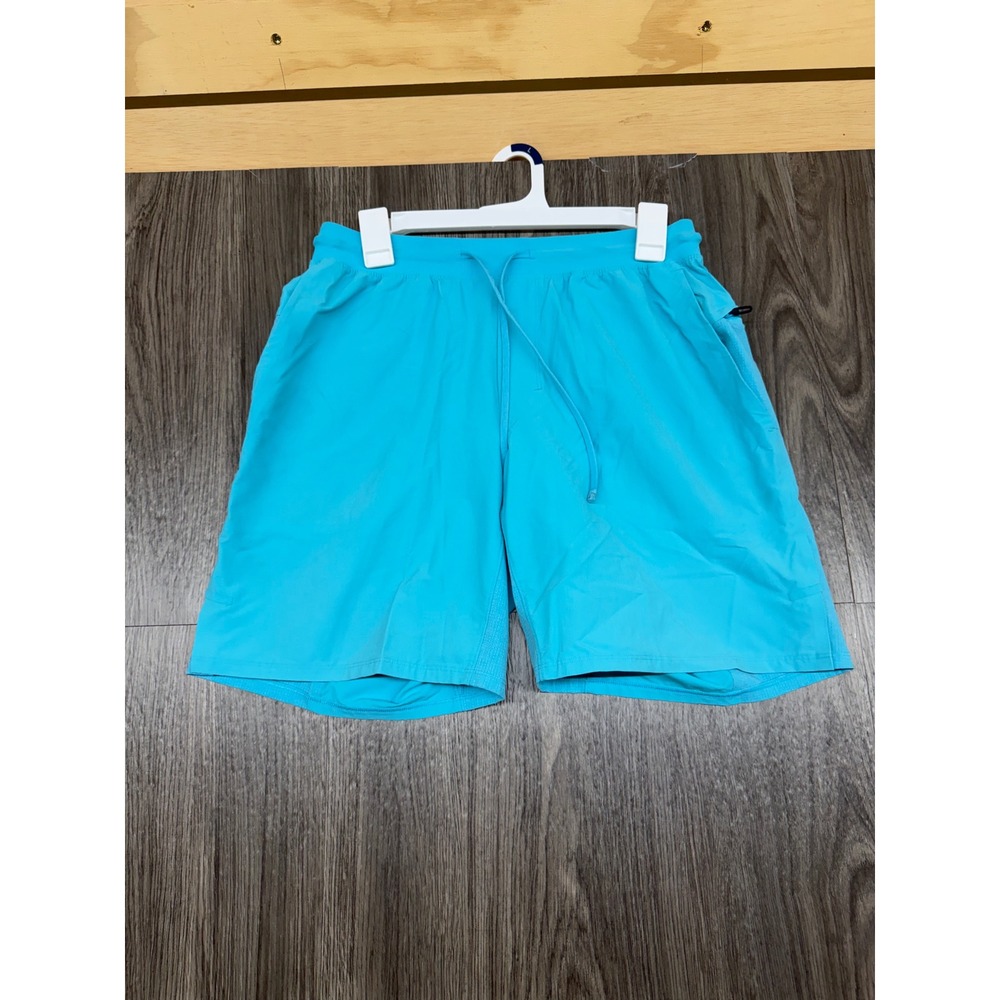 Lululemon Athletic Shorts Mens Medium Blue Teal Activewear Linerless Gym 7 Inch